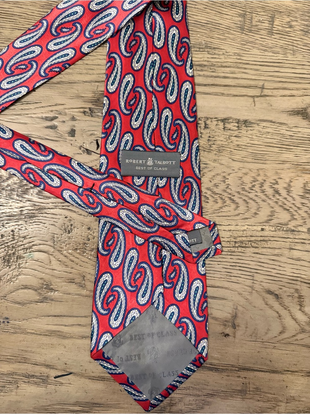 Robert Talbott Best of Class Red Paisley Silk Tie with Navy and White Accents
